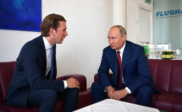 Vladimir Putin şi cancelarul austriac Sebastian Kurz -august 2018 (en.kremlin.ru)