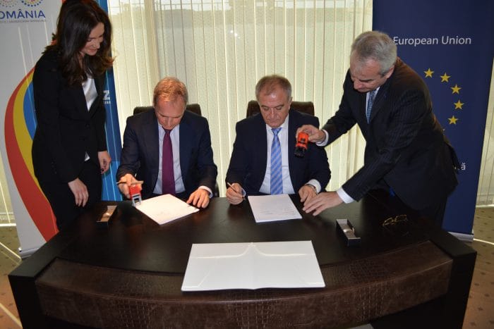 Semnarea contractului de transport al gazelor naturale dintre Black Sea Oil & Gas SRL şi Transgaz S.A. la sediul Trangaz din Bucureşti, 9 noiembrie 2018 .