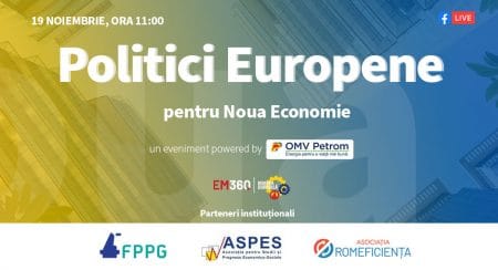România Durabilă și EM360 vă invită să urmăriți dezbaterea online ”Politici Europene pentru Noua Economie‘’ ce va avea loc în data de 19 noiembrie 2020, ora 11.00