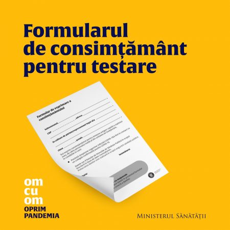 Formularul de exprimare a consimţământului pentru testarea antigen a copiilor - pe siteul şi pagina de Facebook a MS