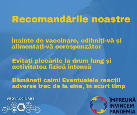 Recomandări înainte de vaccinare
