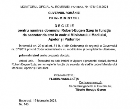 Robert-Eugen Szep, secretar de stat
