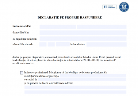 model declaratie restrictii