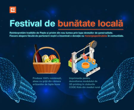 Festival de bunătate locală, de Paște: 10 imprimante 3D pentru copiii din mediul rural și 300 de cadouri alese din cămara artizanilor români, darul pe care CEZ și partenerii săi îl fac comunității locale
