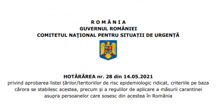 lista ţărilor cu risc epidemiologic ridicat