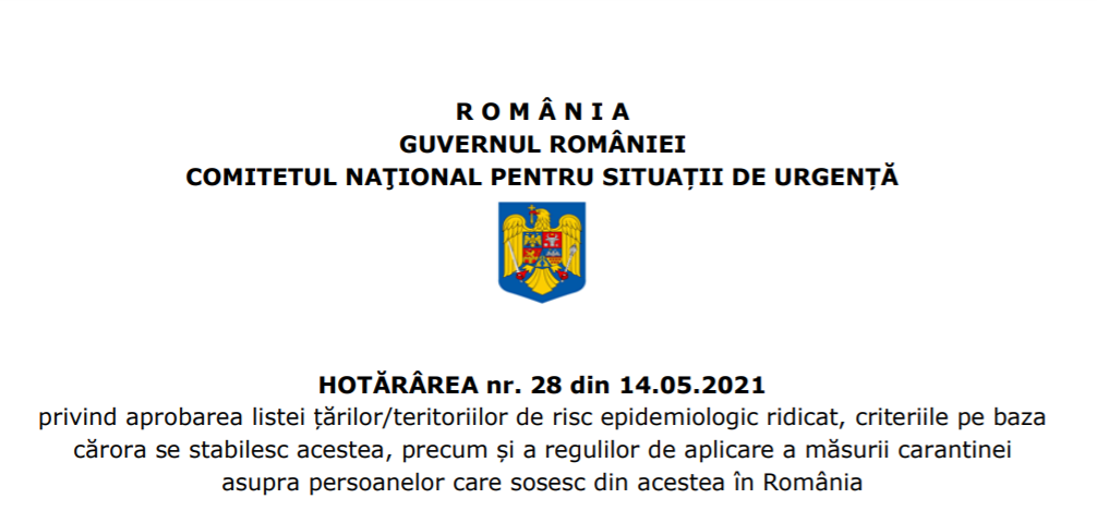 lista ţărilor cu risc epidemiologic ridicat