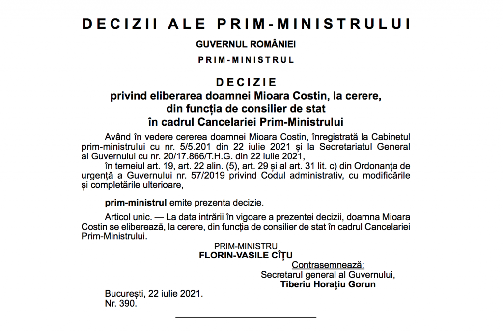mioara costin demisie