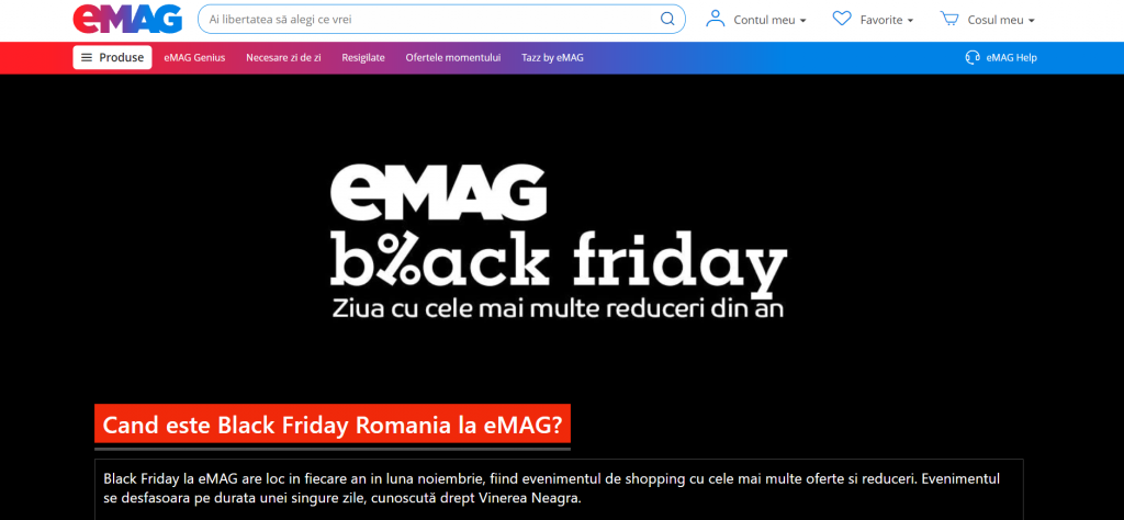 eMAG: Black Friday are loc anul acesta pe 12 noiembrie