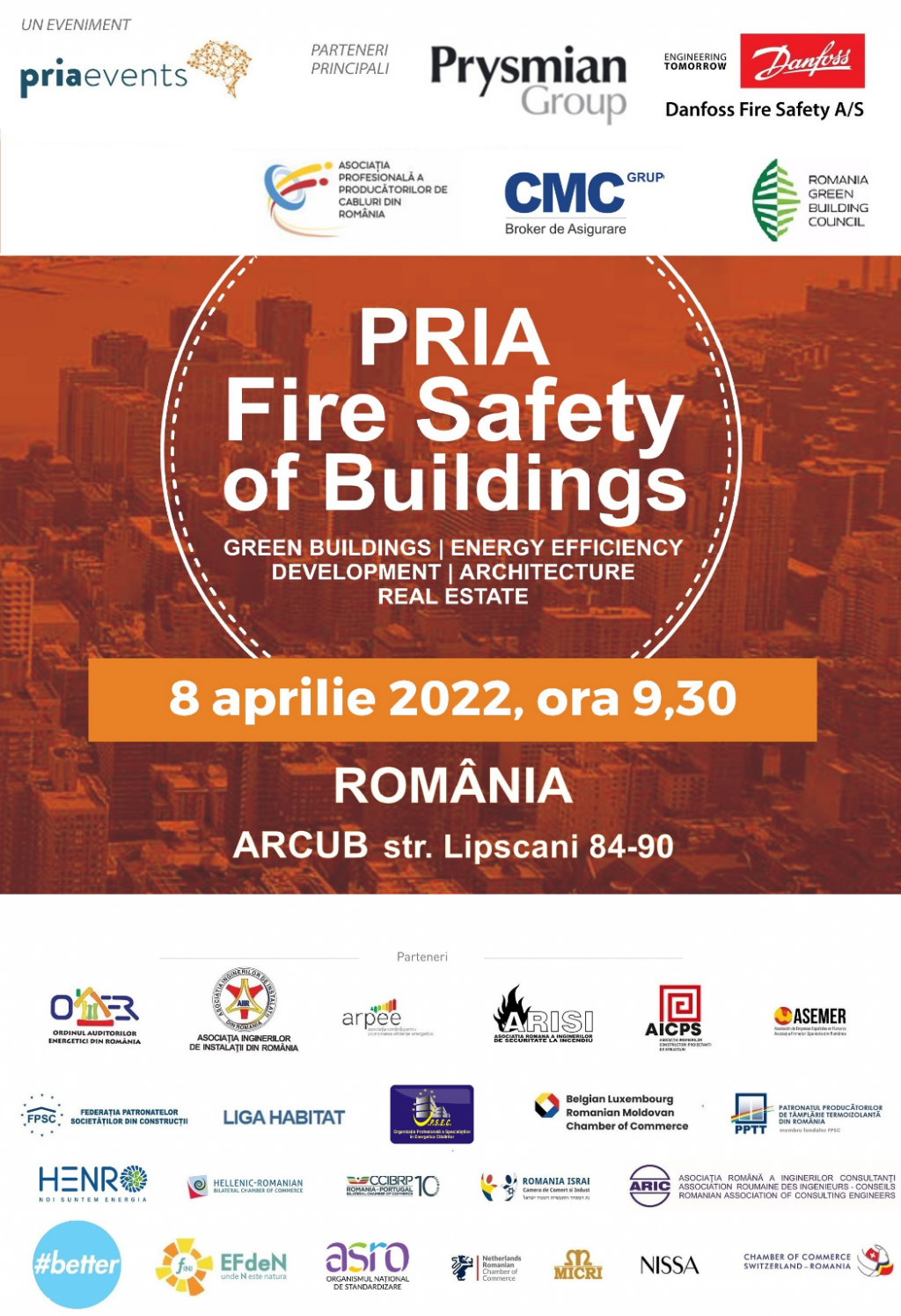 PRIAevents conferința PRIA Fire Safety of Buildings, pe 8 aprilie 2022, începând cu ora 9:30