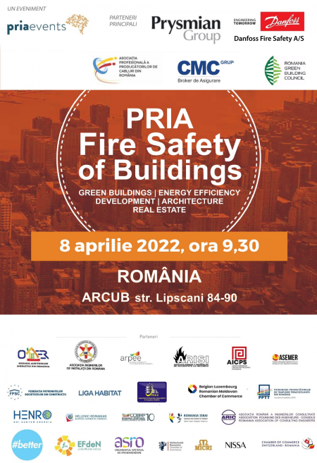 PRIAevents conferința PRIA Fire Safety of Buildings, pe 8 aprilie 2022, începând cu ora 9:30