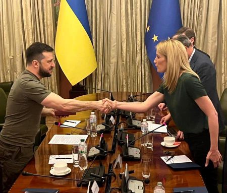 Preşedintele Zelenski Roberta Metsola la Kiev
