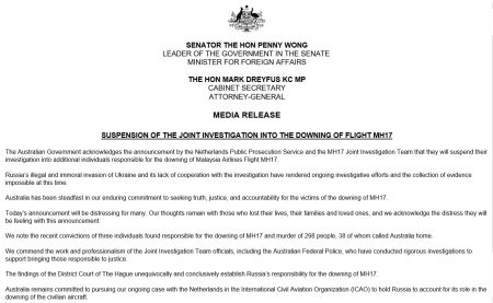 Prăbuşirea zborului MH17: Australia acuză Rusia de obstrucţionarea anchetei
 - poza 1