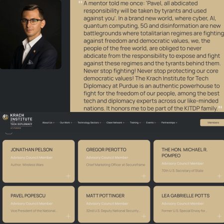 Deputatul PNL Pavel Popescu, coleg cu Mike Pompeo și alte personalități ale politicii americane în think-tank-ul Krach Institute for Tech Diplomacy at Purdue
 - poza 1