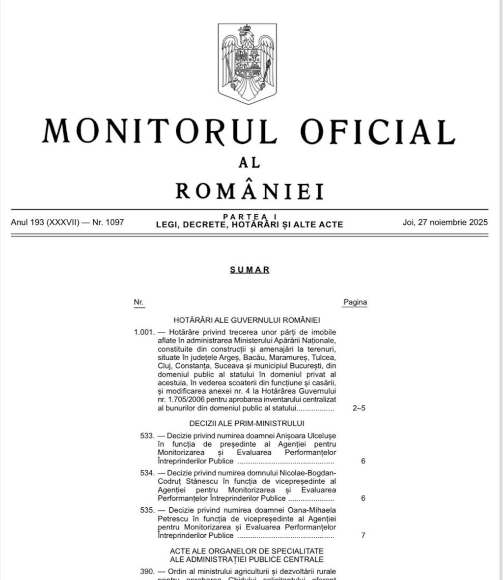 Anişoara Ulceluşe, numită în funcția de preşedinte AMEPIP; Nicolae-Bogdan-Codruț Stănescu și Oana-Mihaela Petrescu, numiți vicepreședinți
 - poza 1