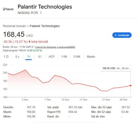 Palantir înregistrează cea mai slabă lună din ultimii doi ani, pe fondul vânzării masive a acțiunilor din domeniul IA - poza 1