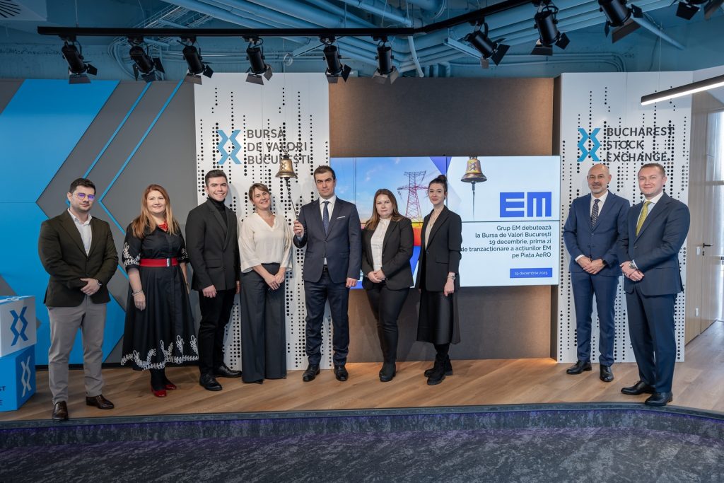 Acțiunile Grup EM intră la tranzacționare pe Piața AeRO a Bursei de Valori București, deși emitentul nu &icirc;ntrunește criteriul de free-float necesar; Compania a anunțat un plan de măsuri pentru atingerea pragului minim de free-float de 10%
 - poza 1
