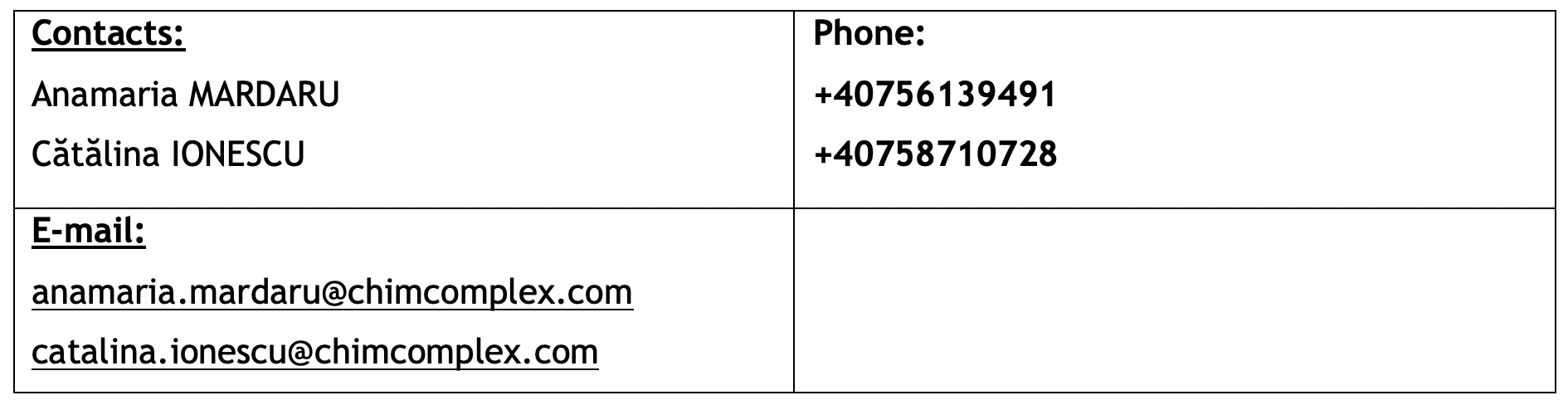 TENDER PARTICIPATION ANNOUNCEMENT – CHIMCOMPLEX S.A BORZEȘTI
- poza 1