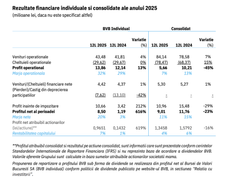 Profitul net preliminar al Grupului BVB în anul 2025 atinge valoarea de 9 milioane lei - poza 1