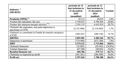 Nuclearelectrica a raportat un profit net de 2.39 miliarde lei, în 2025, în creștere cu 40,4% - poza 1