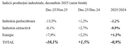 Producția industrială, scădere de -0,9% în anul 2025 - poza 1