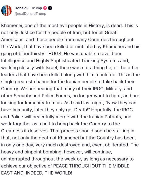 Trump: Khamenei, unul dintre cei mai răi oameni din istorie, este mort
 - poza 1