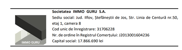 CONVOCATOR AL ADUNĂRII GENERALE ORDINARE A ACȚIONARILOR IMMO GURU S.A.
 - poza 1