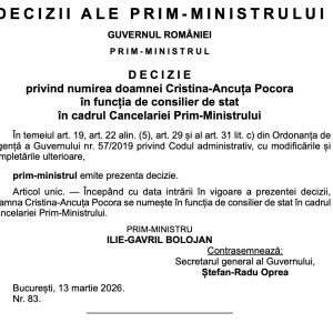 Cristina Ancuţa Pocora – numită consilier de stat în cadrul Cancelariei Prim-ministrului - poza 1