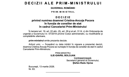 Cristina Ancuţa Pocora – numită consilier de stat în cadrul Cancelariei Prim-ministrului - poza 1
