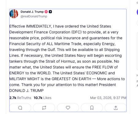 Trump ordonă Statelor Unite să ofere asigurări de risc pentru comerțul maritim din Golf și afirmă că Marina Militară va escorta tancurile petroliere prin Strâmtoarea Hormuz - poza 1