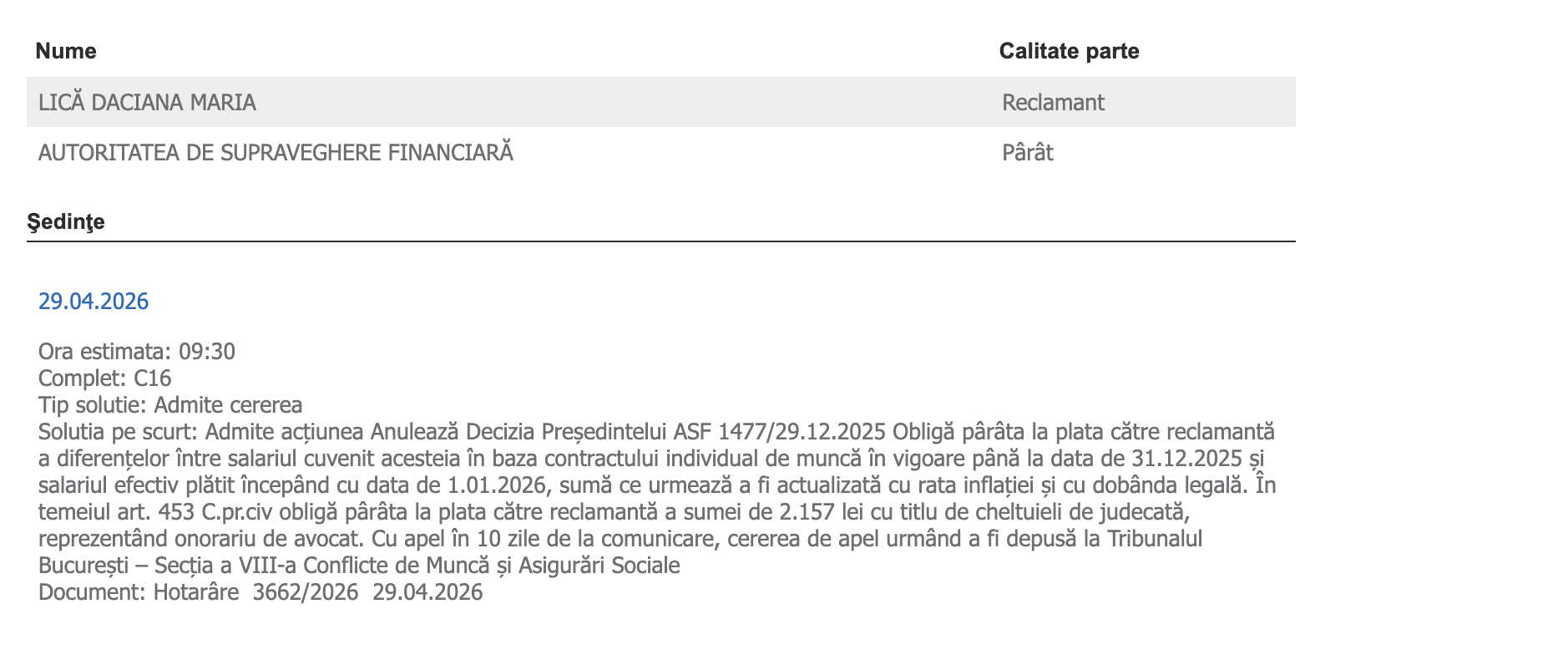 Tribunalul București obligă ASF să plătească diferențe salariale unei ...