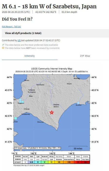 Japonia: Un cutremur cu magnitudinea de 6,1 a zguduit insula Hokkaido - poza 1