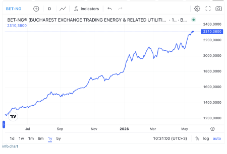 Companiile din energie și utilități contribuie semnificativ la performanțele indicelui BET de anul acesta; BET-NG, dominat de companii precum OMV Petrom, Romgaz, Hidroelectrica și Transgaz, a fost cel mai performant indice local, cu un avans de peste 28% - poza 1