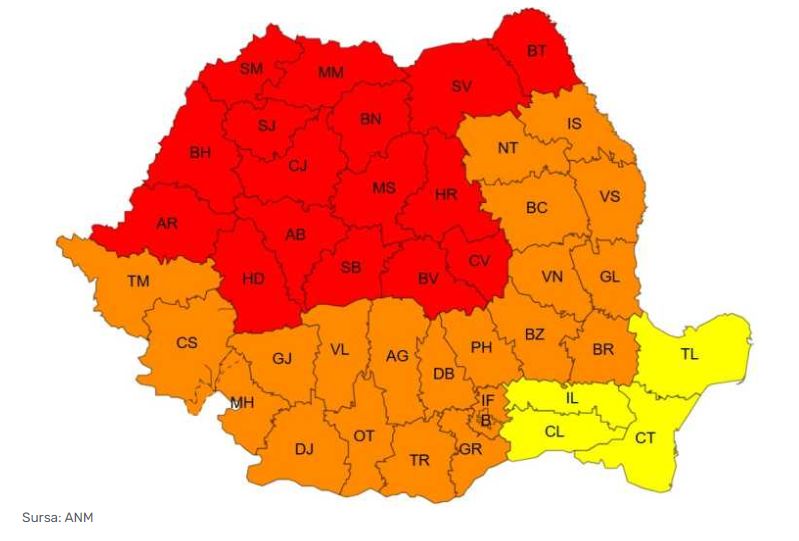 ANM: Cod roșu de căldură extremă &icirc;n 16 județe, duminică și luni; Vor fi aproape 40 de grade Celsius la umbră
 - poza 1