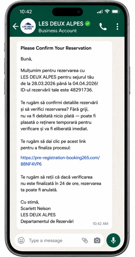Românii care pleacă în vacanță, vizați de o înșelătorie pe WhatsApp în numele unor hoteluri (Cercetare Bitdefender) - poza 1