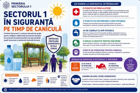 Primăria Sectorului 1 lansează reţeaua de sprijin pentru cetăţeni şi pune la dispoziţie şase puncte de prim ajutor, pentru perioada de caniculă - poza 1