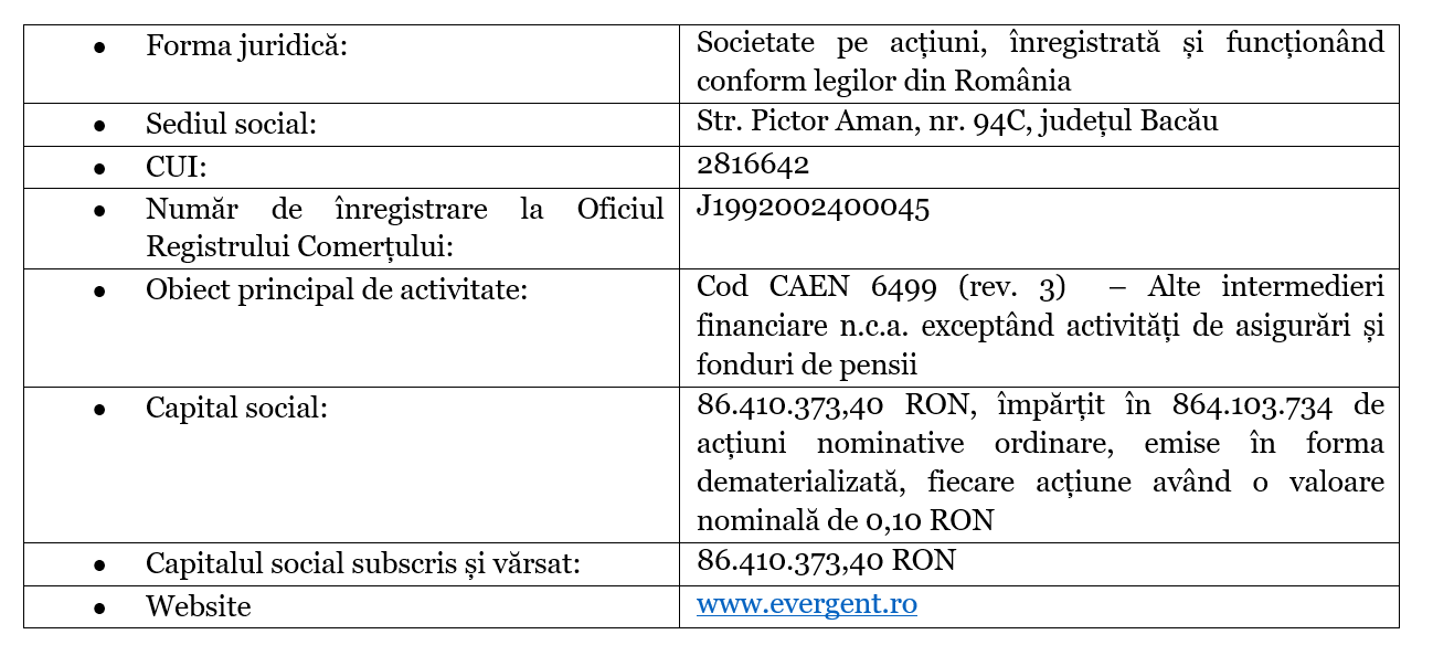 DOCUMENT DE OFERTĂ PUBLICĂ DE CUMPĂRARE EVERGENT Investments S.A. la preţul de 3,47 lei (RON)/acţiune în perioada 10.07.2026 – 23.07.2026
- poza 6