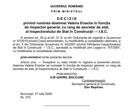 Valeria Enache – numită inspector general al Inspectoratului de Stat în Construcţii - poza 1