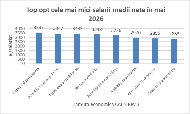 Câştigul salarial mediu brut pe economie a fost 9.483 lei şi cel net 5.684 lei, în luna mai 2026 (INS)
- poza 2