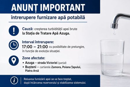 Staţiunile Buşteni şi Azuga de pe Valea Prahovei, afectate de o întrerupere a furnizării apei potabile, după ce turbiditatea a crescut în staţia de tratare - poza 1