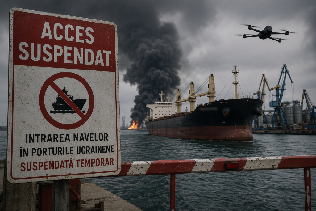 Armatorii au oprit intrarea navelor în porturile ucrainene de la Marea Neagră pentru exporturi de produse agricole