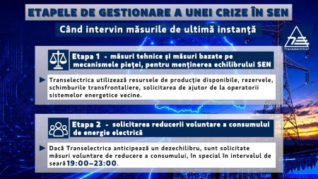 Transelectrica prezintă etapele parcurse în gestionarea Sistemului Electroenergetic Naţional în situaţii de criză – Se merge progresiv de la măsuri tehnice, reducerea voluntară a consumului, până la limitarea consumului şi deconectarea manuală - poza 1