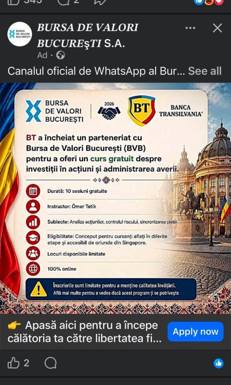 Avocatul Victor Stănilă avertizează asupra unei reclame false care folosește identitatea BVB și a Băncii Transilvania pentru a atrage investitori - poza 1