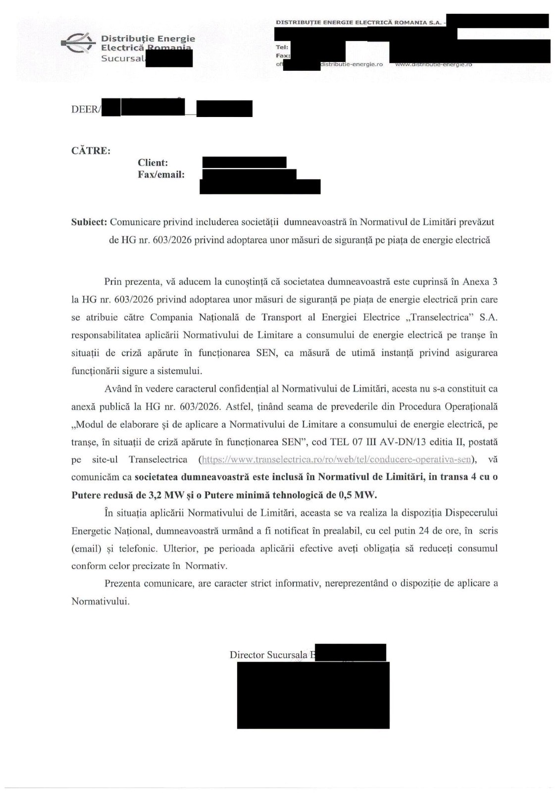 Bogdan Ivan: Cel mai negru scenariu se întâmplă; Primele notificări privind limitarea consumului de energie electrică au ajuns deja în industrie; Documentul la care face referire Bogdan Ivan este de fapt un normativ prin care companiile sunt informate de eventuale limitări (actualizare reacţie Ministerul Energiei)
- poza 2