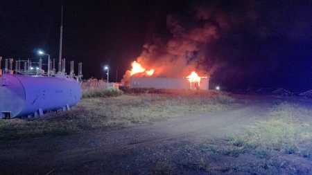 Incendiu la o hală de stocare a energiei electrice în baterii, în localitatea Stâlpu, din județul Buzău - poza 1