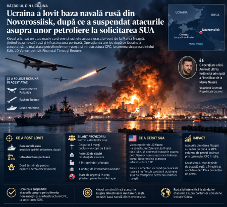 Ucraina a lovit baza navală rusă din Novorossiisk, după ce a suspendat atacurile asupra unor petroliere la solicitarea SUA - poza 1