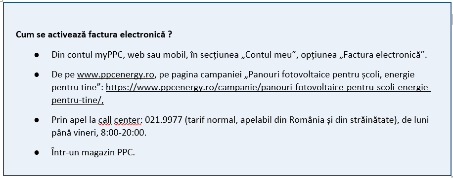 Cum activarea facturii electronice susține educația și poate reduce factura clienților PPC Energie &ndash;&nbsp;Panouri fotovoltaice pentru școli, energie pentru tine
 - poza 2