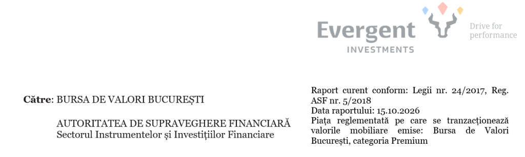 EVERGENT Investments &ndash; Convocarea Adunării generale extraordinare a acționarilor din 18/19 noiembrie 2026
 - poza 1