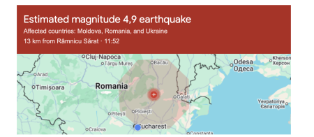 Cutremur cu magnitudinea estimată de 4,9, simțit în România - poza 1