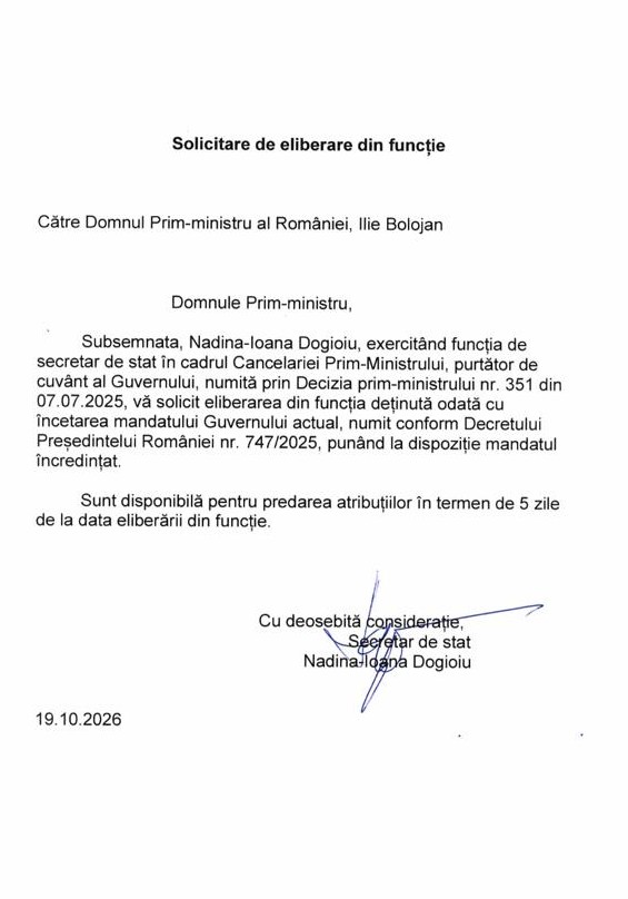 Ioana Dogioiu solicită eliberarea din funcția de purtător de cuv&acirc;nt al Guvernului
 - poza 2