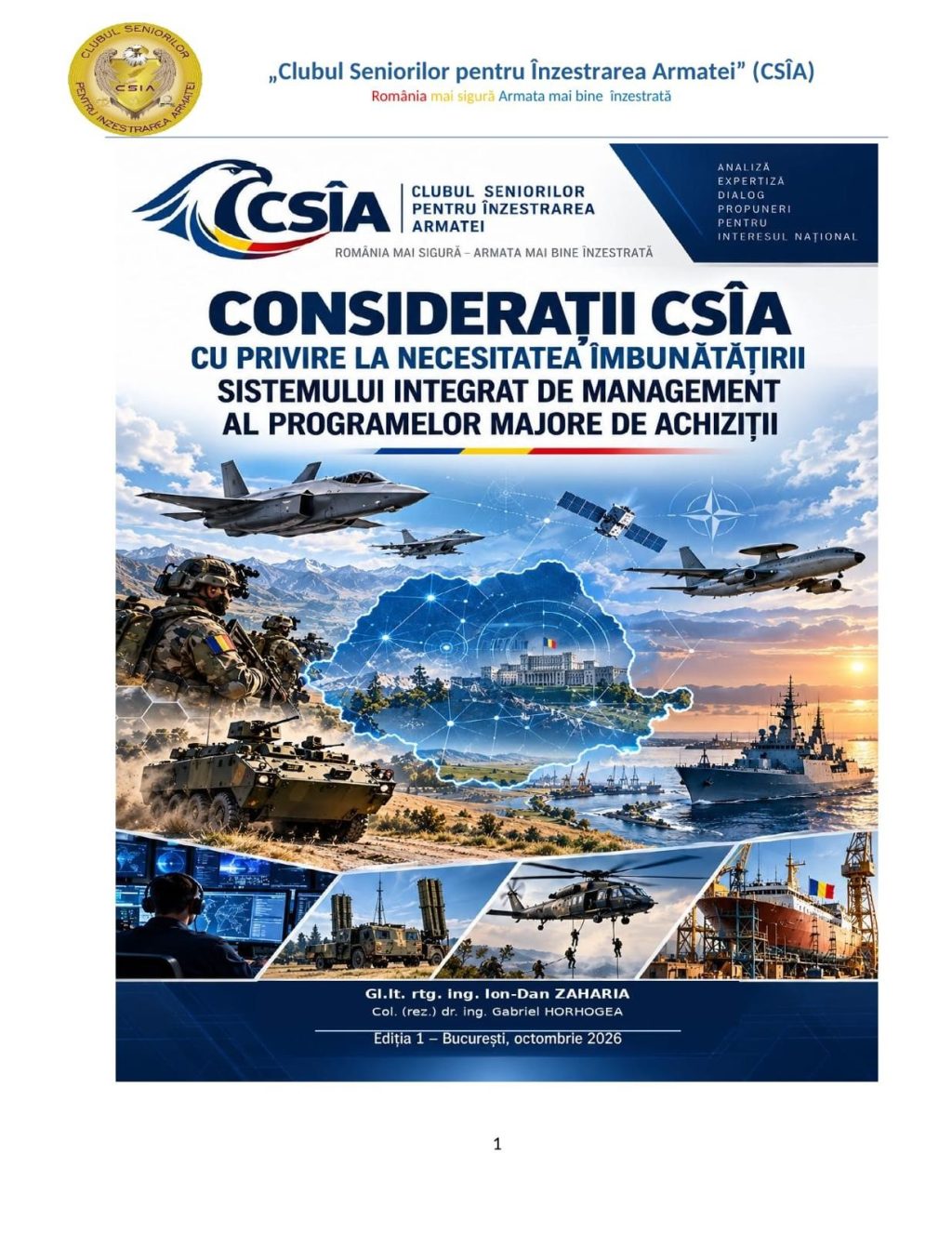 ANALIZĂ Clubul Seniorilor pentru &Icirc;nzestrarea Armatei (CS&Icirc;A) &ndash; SINTEZĂ &ndash; Consolidarea sistemului de management integrat al programelor majore de &icirc;nzestrare
 - poza 1